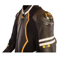 Lederkombi R-R 2-teilig  schwarz rot