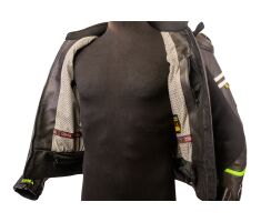 Lederkombi R-R 2-teilig  schwarz neo gelb