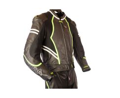 Lederkombi R-R 2-teilig  schwarz neo gelb